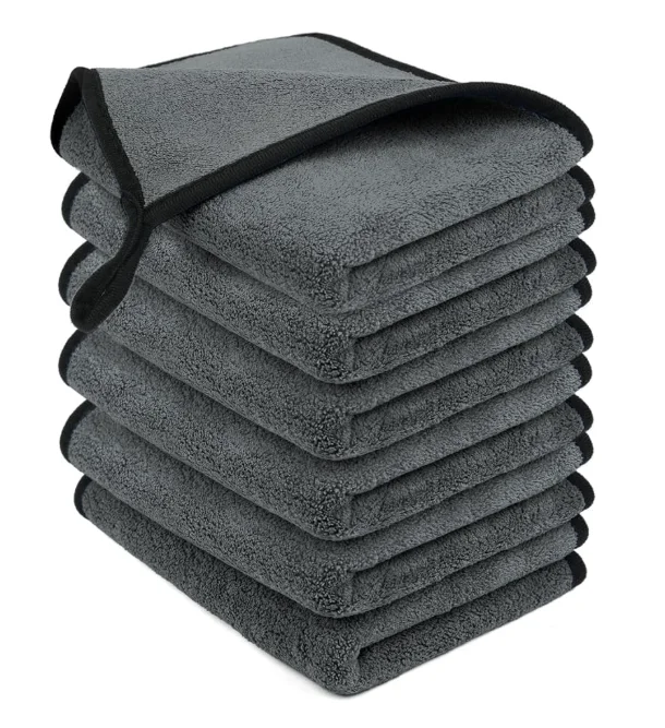 Toalla Microfibra Coche 30x40cm, 6 Unidades Paños de Coche 500GSM, Sin Pelusas y Sin Rayas, Adecuado para el Mantenimiento del Automóvil, Pulido y Limpieza del Hogar